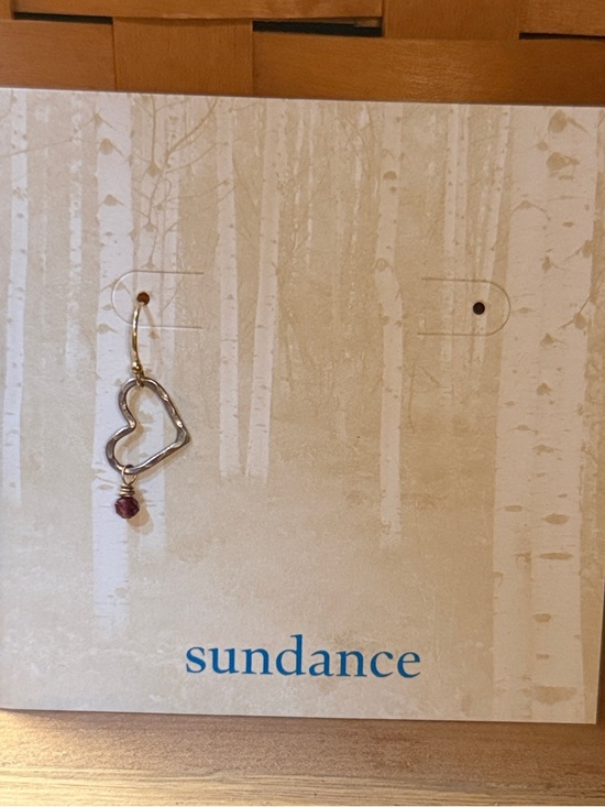 Sundance Jewelry - In Search of Single Sundance Silver Heart Drop Earring with Garnet Accent Stone
